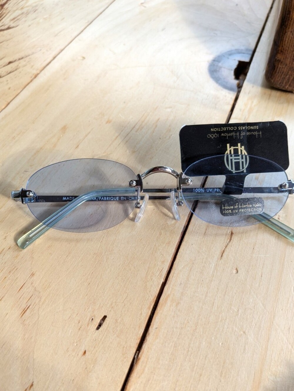 NWT Rimless Blue Tiny Oval Sunglasses House Of Harlow Y2K
